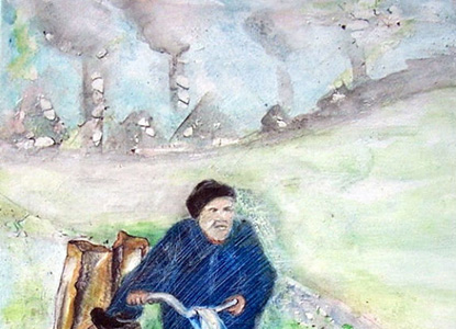 Old Woman with a Bicycle 22X28